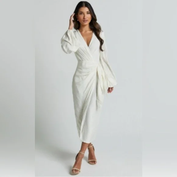 Showpo. | Dresses | Nwt Showpo Taylor Midi Dress Long Sleeve Wrap Dress In White | Poshmark Showpo. | Dresses | Nwt Showpo Taylor Midi Dress Long Sleeve Wrap Dress In White | Poshmark